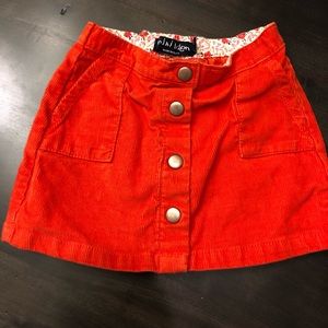 Mini Boden orange corduroy skirt with pockets